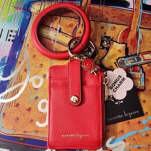 Nanette Lepore Vibrant Red Card Holder with Charm